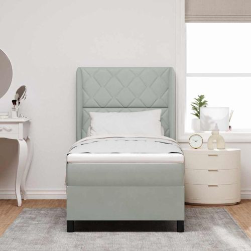 Легло с пружинирана основа Светлосиво 200 x 90 см Кадифе