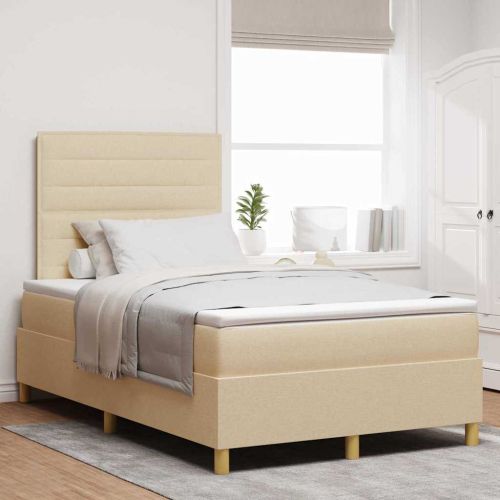 LED кутия за пружини с легло с матрак Крем 120 x 200 cm текстил