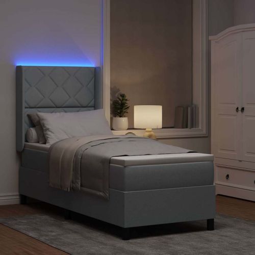 LED кутия за пружини с легло Светлосиво 80 x 200 cm текстил