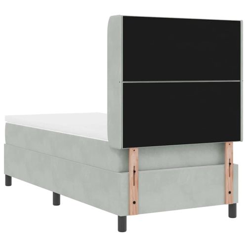 Легло с пружинирана основа Светлосиво 90 x 200 cm Кадифе