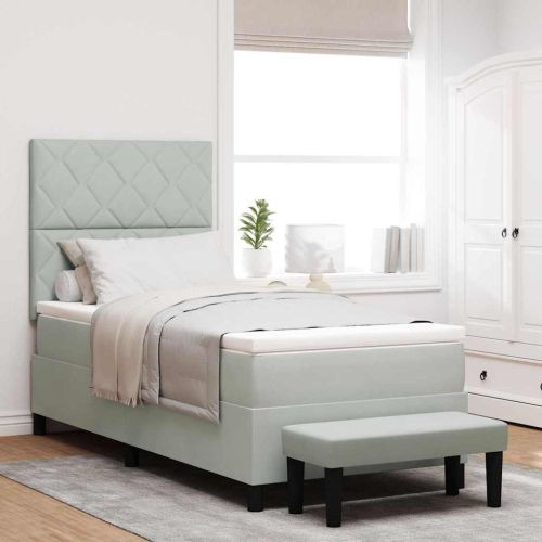 Легло с пружинирана основа Светлосиво 90 x 200 cm Кадифе