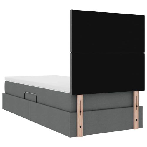 Легло с място за съхранение и LED с LED Тъмен сив 90 x 190 cm