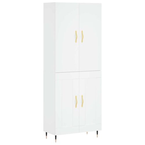 Висок шкаф, бял, 69,5x34x180 см, инженерно дърво