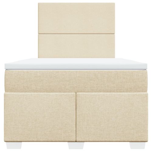 Боксспринг легло с матрак, кремаво, 120x190 см, плат