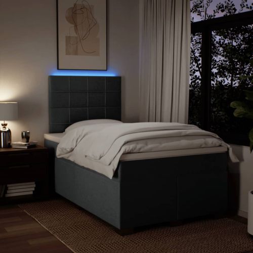 Боксспринг легло с матрак, тъмносиво, 120x190 см, плат