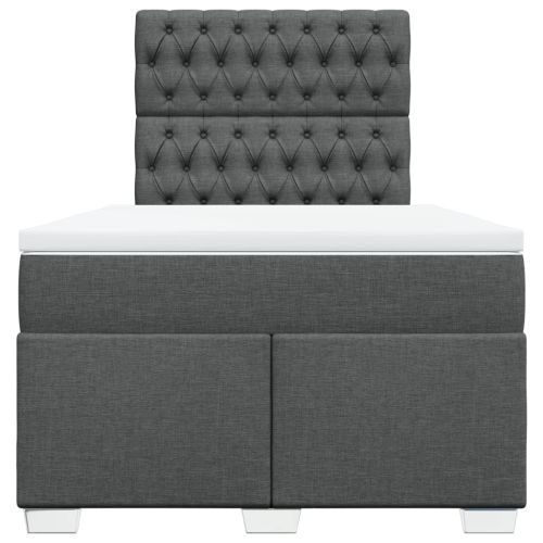 Боксспринг легло с матрак, тъмносиво, 120x190 см, плат