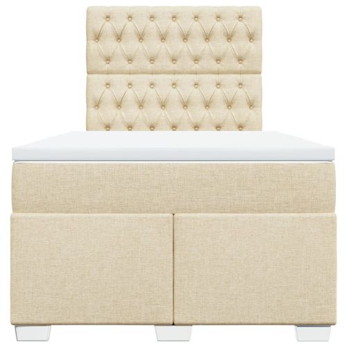 Боксспринг легло с матрак, кремаво, 120x190 см, плат