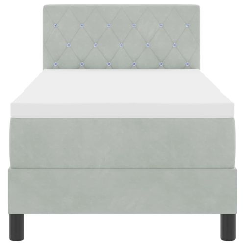 LED кутия за пружини с легло Светлосиво 80 x 200 cm Кадифе