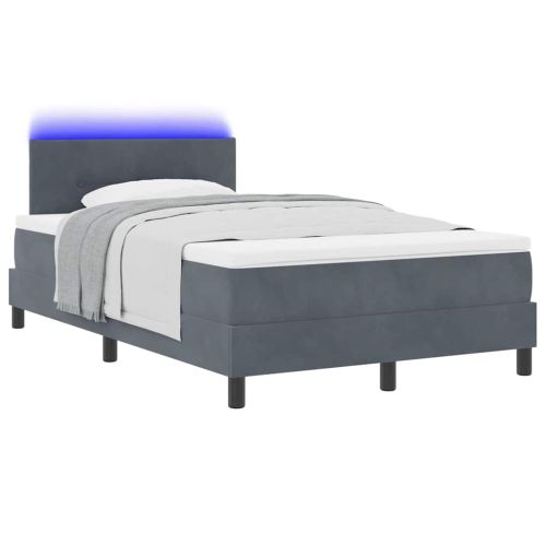 LED кутия за пружини с легло Тъмен сив 120 x 190 cm Кадифе