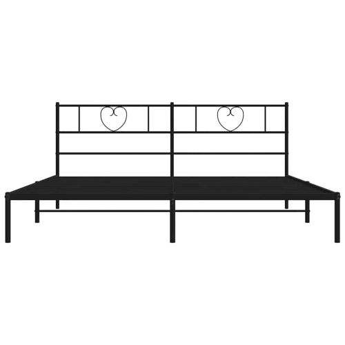 Метална рамка за легло с горна табла, черна, 180x200 см