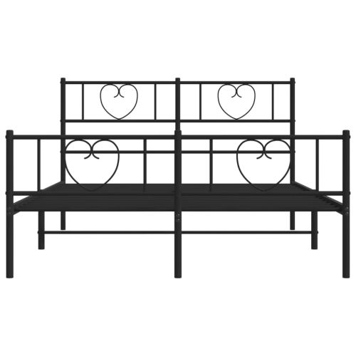 Метална рамка за легло с горна и долна табла, черна, 160x200 см