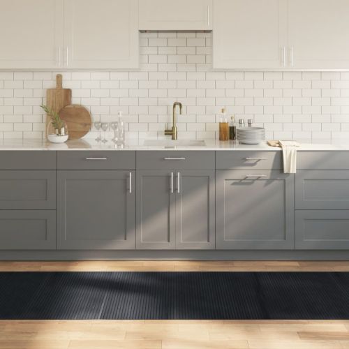 Килим, правоъгълен, черен, 80x400 см, бамбук