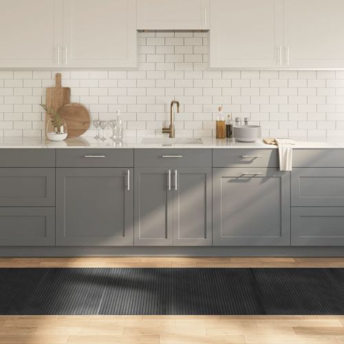 Килим, правоъгълен, сив, 80x400 см, бамбук