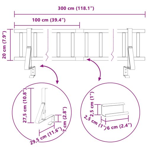 Снегозадържател за покрив Черно 300 x 29,5 x 34,5 см Стомана