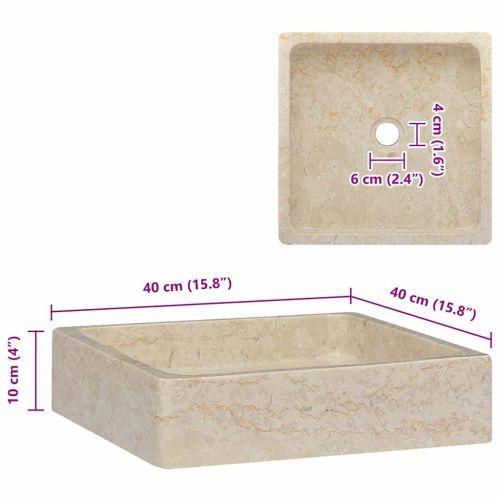 Кремава мивка, 40x40x10 см, мрамор