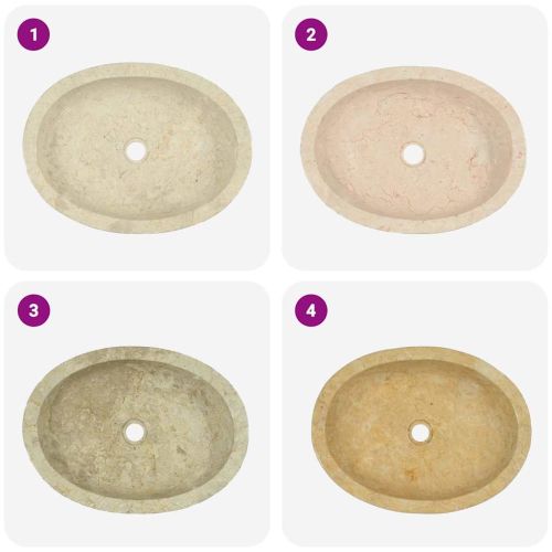 Кремава мивка, 53x40x15 см, мрамор