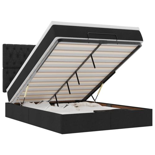 Османско легло с матрак Черно 140x190 cm Плат