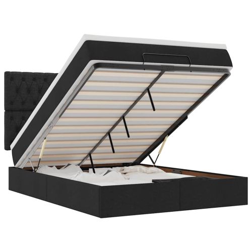 Османско легло с матрак & LEDs черен 140x190 cm Fabric