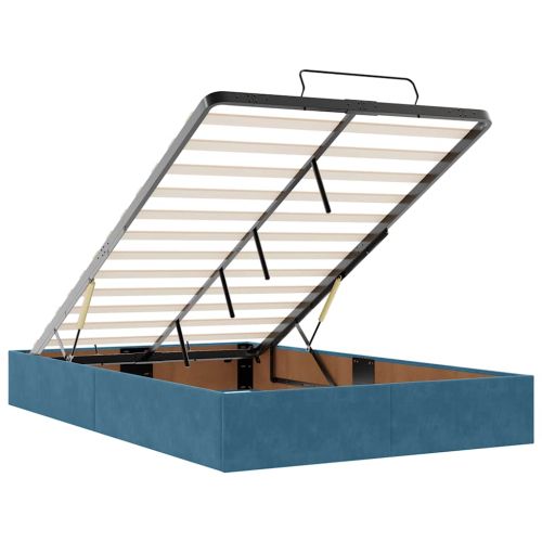 Османска легло с матраци и LED, тъмносиньо, 120x190 см, кадифе