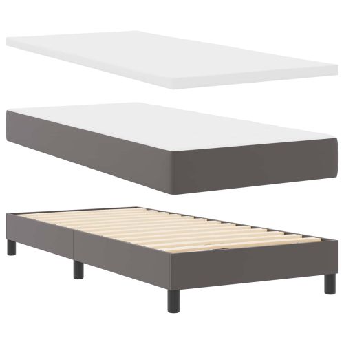 Легло с пружинирана основа с матрак Сив 90 x 190 cm Изкуствена