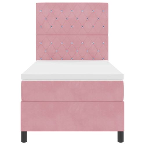 Легло с пружинирана основа с матрак Розово 100 x 200 cm Кадифе