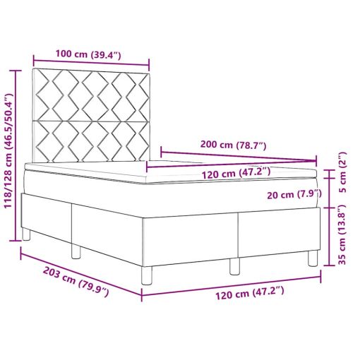 Легло с пружинирана основа Тъмен син 120 x 200 cm Кадифе