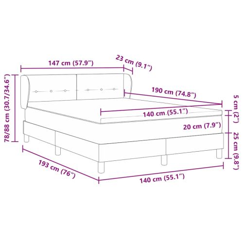 Легло с пружинирана основа с матрак Черно 140 x 190 cm текстил