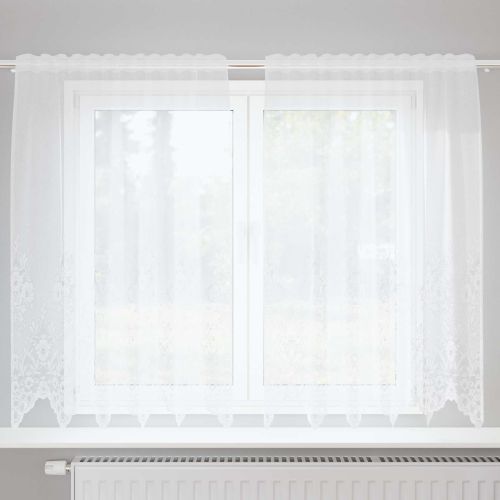 Перде от дантела С завеси Флорален Бяло 140 x 150 cm Полиестер