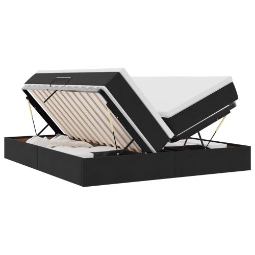 Легло с място за съхранение и матрак Черно 200 x 200 cm Кадифе