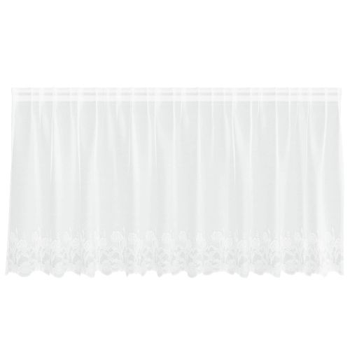 Перде от дантела С завеси Флорален Бяло 80 x 300 cm Полиестер