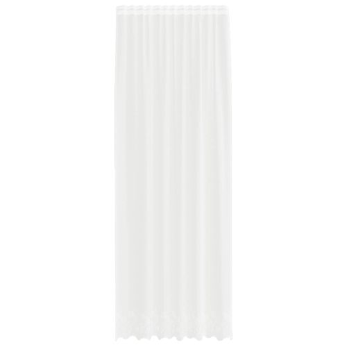 Перде от дантела С завеси Флорален Бяло 300 x 150 cm Полиестер