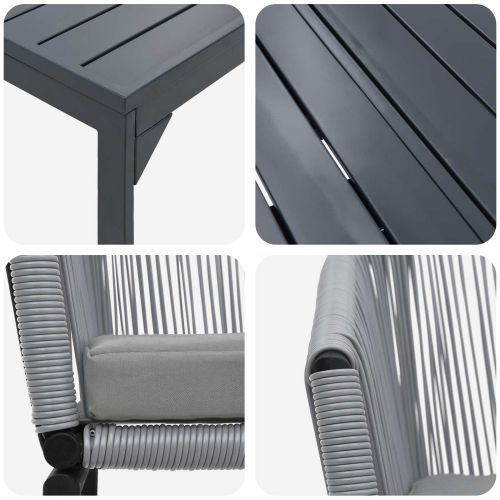 Комплект за хранене в градината 9 pcs Сив полиратан