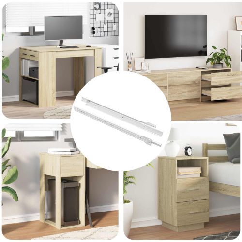 Плъзгач за чекмедже 2 pcs Бяло 400 mm Стомана