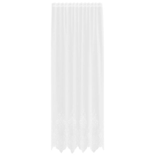 Перде от дантела С завеси Флорален Бяло 300 x 150 cm Полиестер