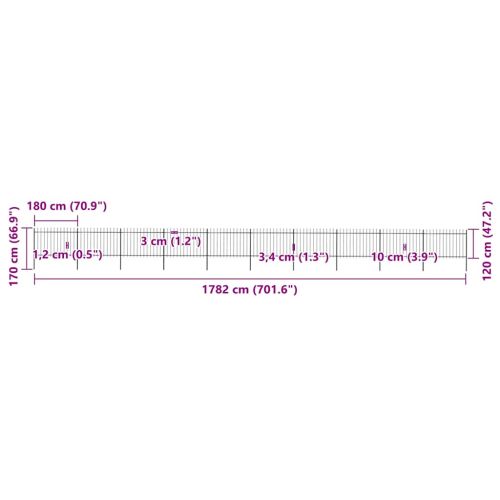 Градинска ограда с връх тип копие, стомана, 1781,5x120 см, черна