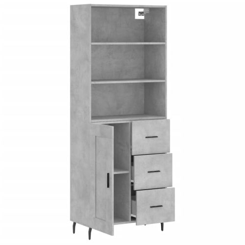 Висок шкаф, бетонно сив, 69,5x34x180 см, инженерно дърво
