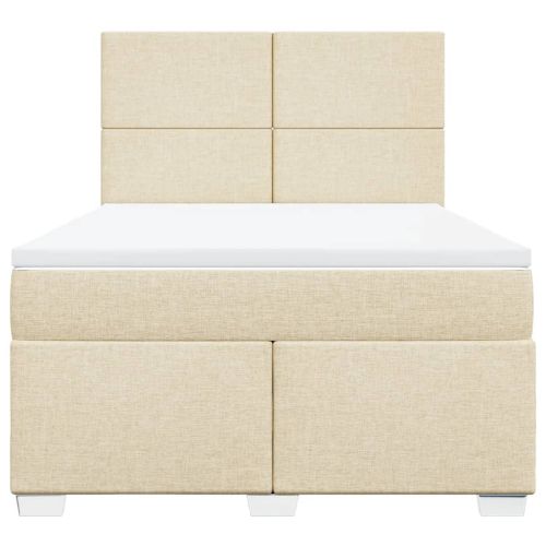 Боксспринг легло с матрак, кремаво, 140x190 см, плат