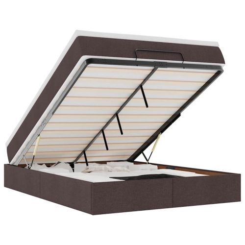 Османско легло с матрак Тъмно кафяво 140x190cm Тъкан