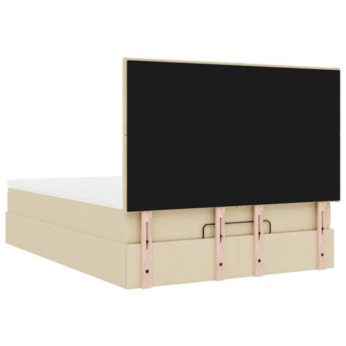 Османска легло с матрак, кремаво, 140x190 см, плат