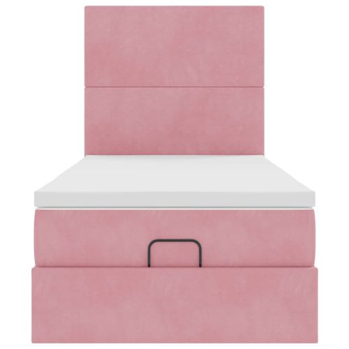 Османска легло с матраци, розово, 80x200 см, кадифе