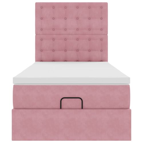 Османска легло с матраци, розово, 80x200 см, кадифе