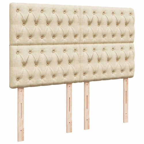 Османска легло с матрак и LED, кремаво, 140x190 см, плат