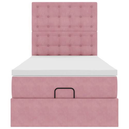 Османска легло с матраци и LED, розово, 80x200 см, кадифе