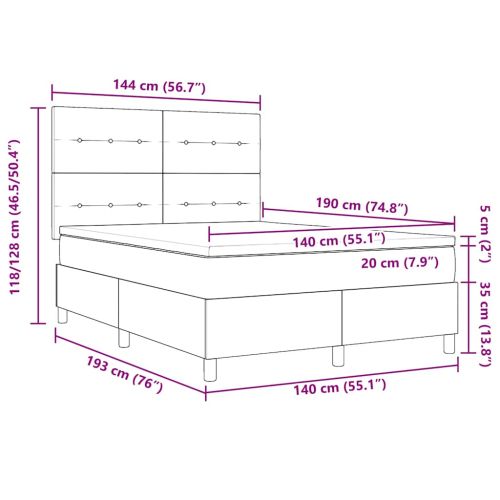 Легло с пружинирана основа с матрак Крем 140 x 190 cm текстил