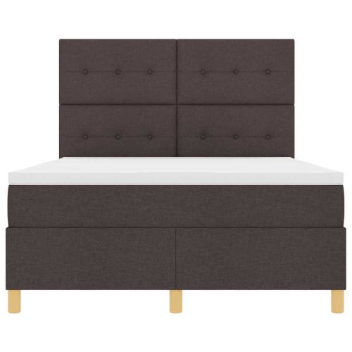 Легло с пружинирана основа Тъмен кафяв 140 x 190 cm текстил