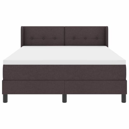 Легло с пружинирана основа Тъмен кафяв 190 x 140 см текстил