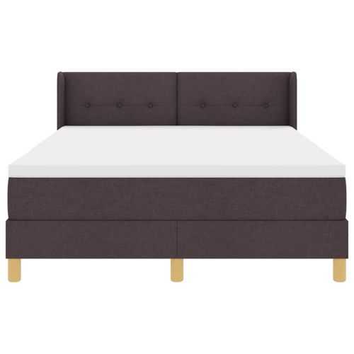 Легло с пружинирана основа Тъмен кафяв 190 x 140 см текстил