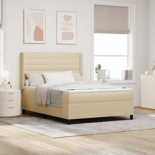 Легло с пружинирана основа с матрак Крем 190 x 140 см текстил