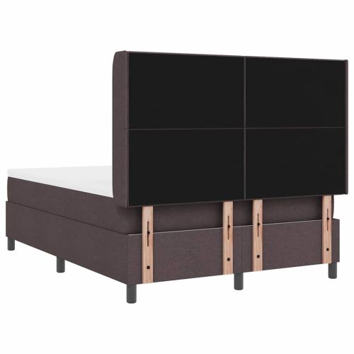 Легло с пружинирана основа Тъмен кафяв 190 x 140 см текстил