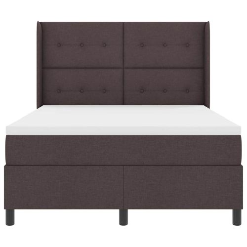 LED кутия за пружини с легло Тъмен кафяв 140 x 190 cm текстил